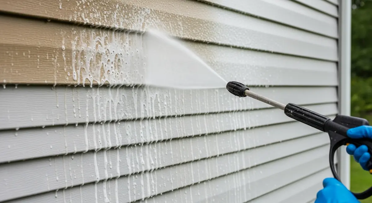 Example of washing vinyl siding
